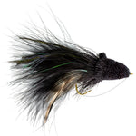 Three black Dahlberg Deer Hair Diver bass flies size 4 with weed guard, designed for bass fishing by The Fly Fishing Place.