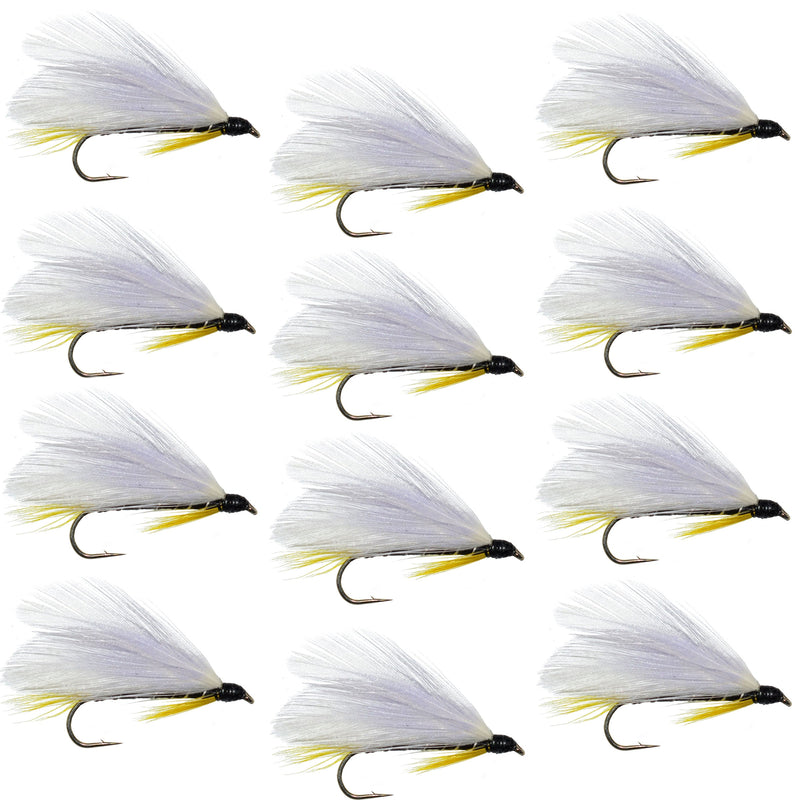 Set of 12 Black Ghost Classic Trout and Bass Streamer Flies, size 4, for fly fishing, featuring realistic wet fly design for trout and bass