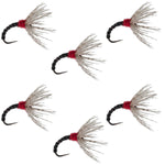 Set of six black zebra Sakasa Kebari Tenkara flies in size 14, designed for fly fishing, by The Fly Fishing Place.