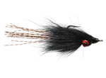 Black Clouser's JP Crosscut Minnow fishing lure from Clouser's Fly Shop, featuring a realistic crosscut minnow design.