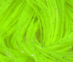 Close-up of Crazy Legs fly tying material by Clouser's Fly Shop, showing vibrant, textured synthetic strands for fly tying.