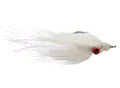 White Clouser's JP Crosscut Minnow fly fishing lure from Clouser's Fly Shop, showcasing its detailed crosscut minnow design.