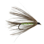 Three Carey Special Soft Hackle Grouse and Bright Green Wet Flies for trout fishing, hook size 10, by The Fly Fishing Place.