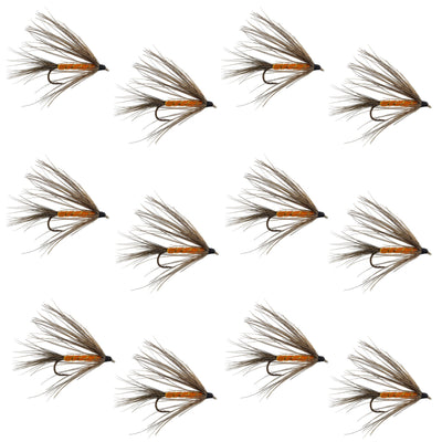 Carey Special Soft Hackle Grouse and Orange Wet Fly set of 12 trout flies on size 10 hooks for fly fishing.