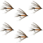 Carey Special Soft Hackle Grouse and Orange Wet Fly set of 6 trout wet flies on hook size 10 for fly fishing.