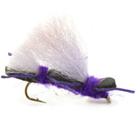 Purple foam grasshopper dry fly with hook size 10, designed for trout fishing, featuring a chubby Chernobyl style fly.
