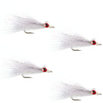 Clousers Deep Minnow White Streamer- 4 Saltwater - Bass Flies - Size 1/0