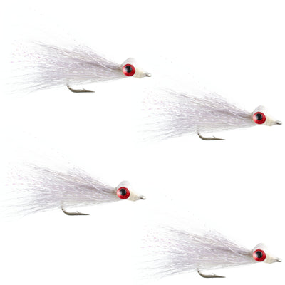 Clousers Deep Minnow White Streamer- 4 Saltwater - Bass Flies - Size 1/0
