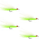 Clousers Deep Minnow Charteuse/White Streamer- 4 Saltwater Flies - 1/0