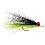 Assorted Clouser Minnow freshwater streamer flies in black and chartreuse, size 4, designed for fly fishing by The Fly Fishing Place