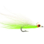 Saltwater Clousers Deep Minnow streamer in chartreuse and white, 1/0 size, designed for saltwater fishing, by The Fly Fishing Place.