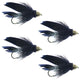 Cone Head Black Muddler Minnow Fly Fishing Flies -  4 Flies Size 10