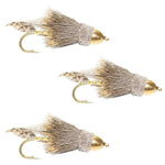 3 Pack Cone Head Muddler Minnow Trout and Bass Streamer Fly - Size 4