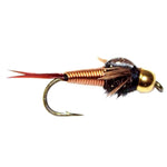 Copper-John trout flies in a fishing fly assortment, including dry and nymph flies with a fly box for trout fishing by The Fly Fishing Place