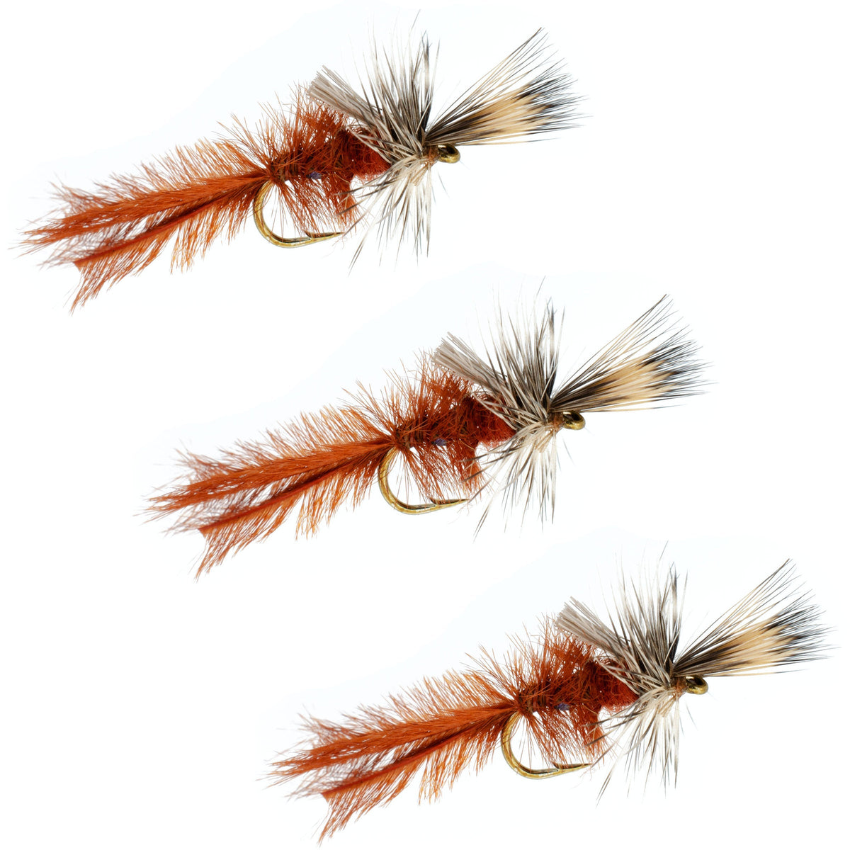 Set of three Callibaetis Cripple Mayfly dry flies for trout fishing, size 16, by The Fly Fishing Place.