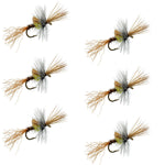 Six Pale Morning Dun PMD Cripple dry trout fishing flies with size 18 hooks, designed for fly fishing and trout angling.