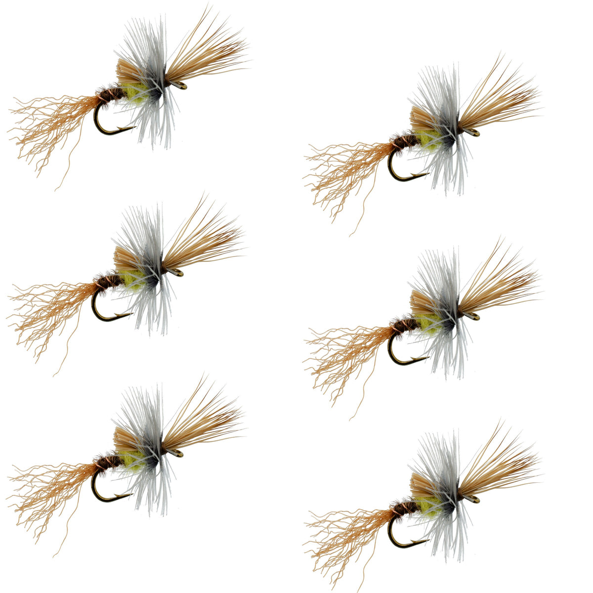 Six Pale Morning Dun PMD Cripple dry trout fishing flies with size 18 hooks, designed for fly fishing and trout angling.