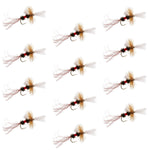Set of 12 Royal Wulff Cripple Mayfly dry flies for trout fishing, size 18, by The Fly Fishing Place, featuring realistic caddis emerger design.