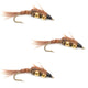3 Pack Double Bead Pheasant Tail Nymph Fly Fishing Flies Hook Size 12