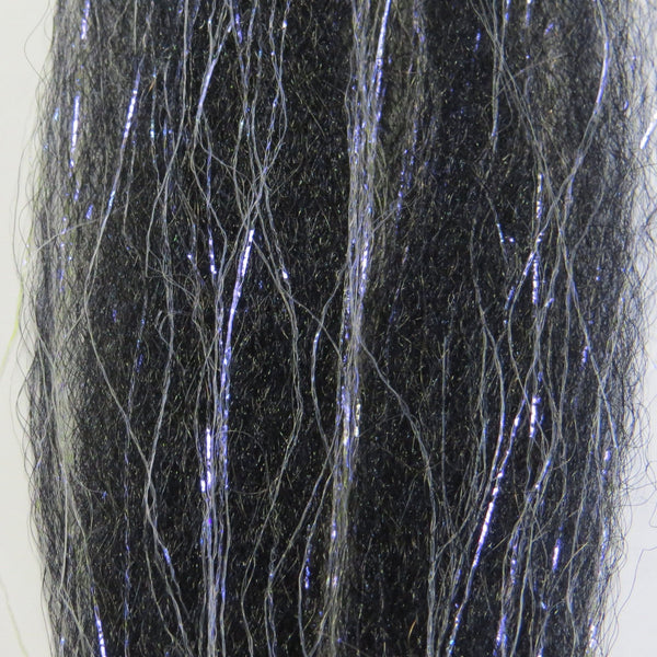 Black Deadly Dazzle fishing lure by Clouser's Fly Shop, showcasing its shiny, reflective design for attracting fish.