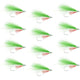 Lefty's Deceiver Saltwater Streamer Fly - Green/White - 12 Flies - Size 1/0