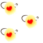 Set of 3 tungsten bead Euro nymph fishing flies, size 14, with red spots, designed for trout wet fly fishing.