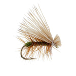 Set of 12 Olive Elk Hair Caddis dry flies for trout fishing, size 14, by The Fly Fishing Place.