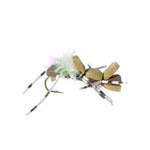 Tan foam Grasshopper dry fly with hook size 10, designed for trout fishing, by The Fly Fishing Place.