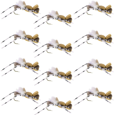 Fat Albert Tan Foam Body Grasshopper Fly - 1 Dozen Flies Hook Size 10
