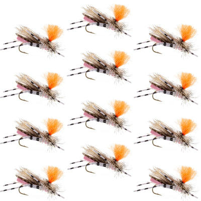 Feth Hopper Pink - Foam Grasshopper Fly Pattern - 12 Flies Hook Size 10