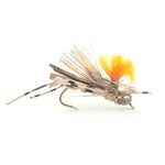 Tan foam-bodied grasshopper dry fly from The Fly Fishing Place, high visibility terrestrial trout fly collection.