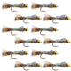 Barbless Bead Head Flash Back Gold Ribbed Hare's Ear Nymph 1 Dozen Flies Hook Size 14