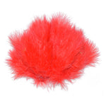 Fluorescent red Woolly Bugger Marabou fly tying feather for fishing lures, 1/8 ounce, from The Fly Fishing Place.
