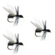 3 Pack Black Fur Flying Ant Terrestrial Trout Dry Fly - Hook Size 16