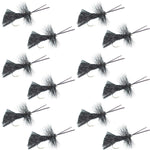 Goddard Caddis Black Dry Fly - 12 Flies Hook Size 12