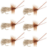 Set of six Goddard Caddis dry flies for trout fishing, size 14, natural-colored dry flies by The Fly Fishing Place