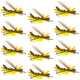 Yellow Godzilla Hopper - Foam Grasshopper or Adult Salmonfly Fly Pattern - 1 Dozen Flies Hook Size 10