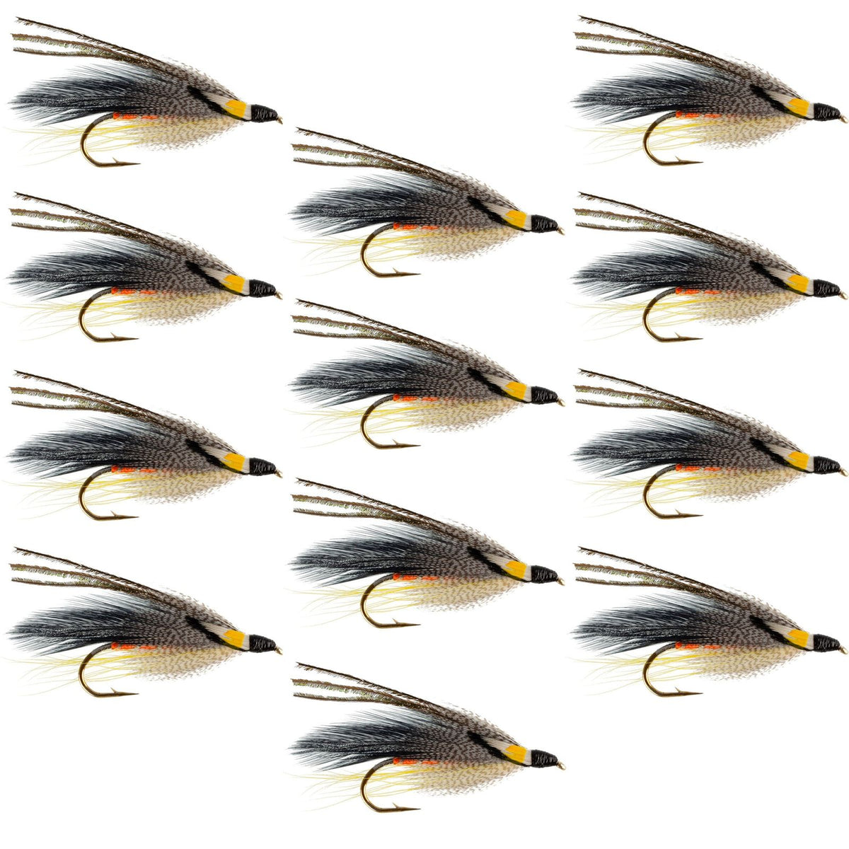 Set of 12 Gray Ghost Classic streamer flies for trout fishing, size 4 wet flies by The Fly Fishing Place.