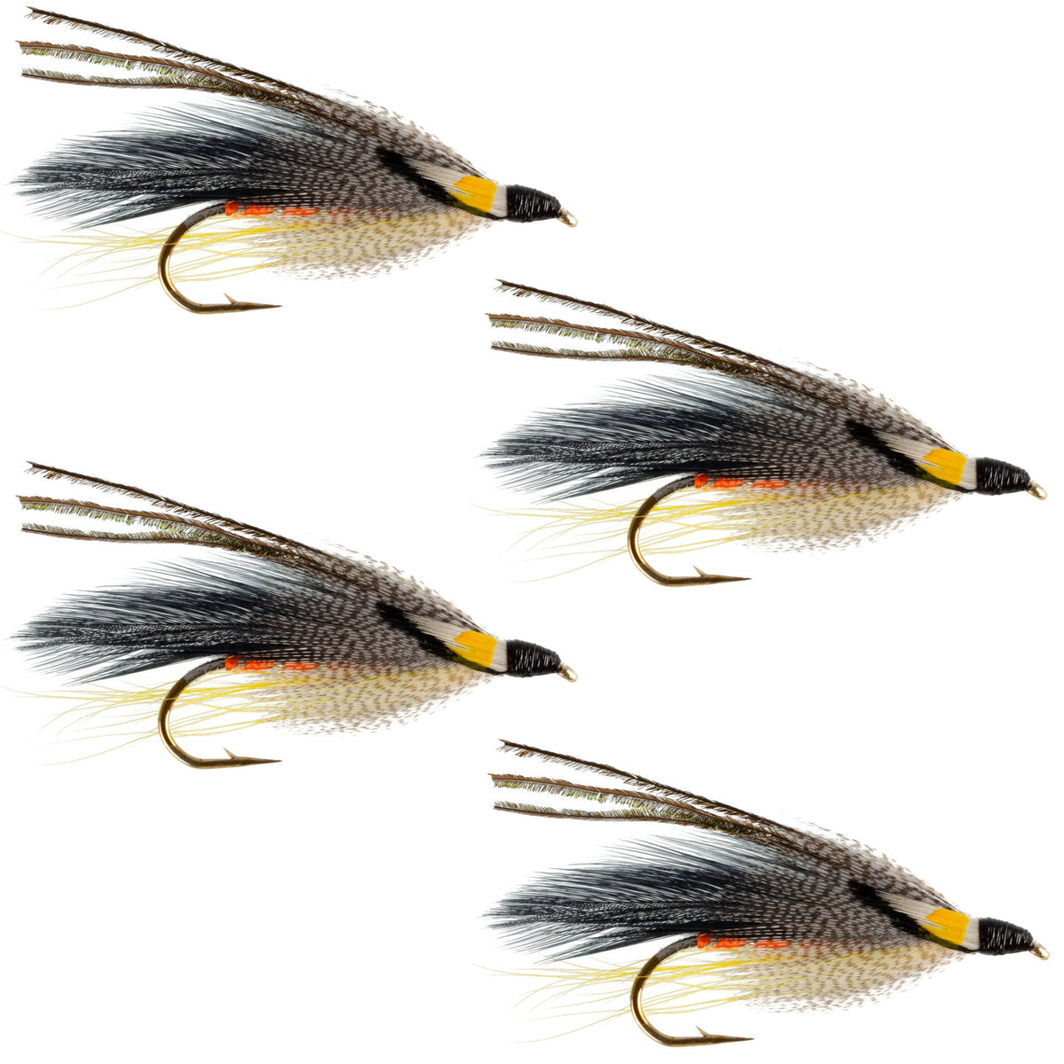 Set of four Gray Ghost Classic streamer flies for trout fishing, size 4 wet flies by The Fly Fishing Place.