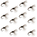 Hares Ear Sakasa Kebari tenkara fly set with 12 size 14 nymph flies for fly fishing, featuring natural hare's ear materials.