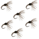 Six Hares Ear Sakasa Kebari Tenkara flies, size 10, fishing nymphs for fly fishing, with intricate feather and fur details.