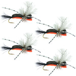 Hippie Stomper Black Orange Foam Body Grasshopper Dry Fly - 4 Flies Size 14