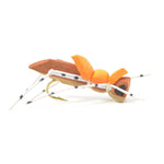 Four Moorish Hopper brown and tan foam dry flies with hook size 10 for trout fishing, shown on a white background.