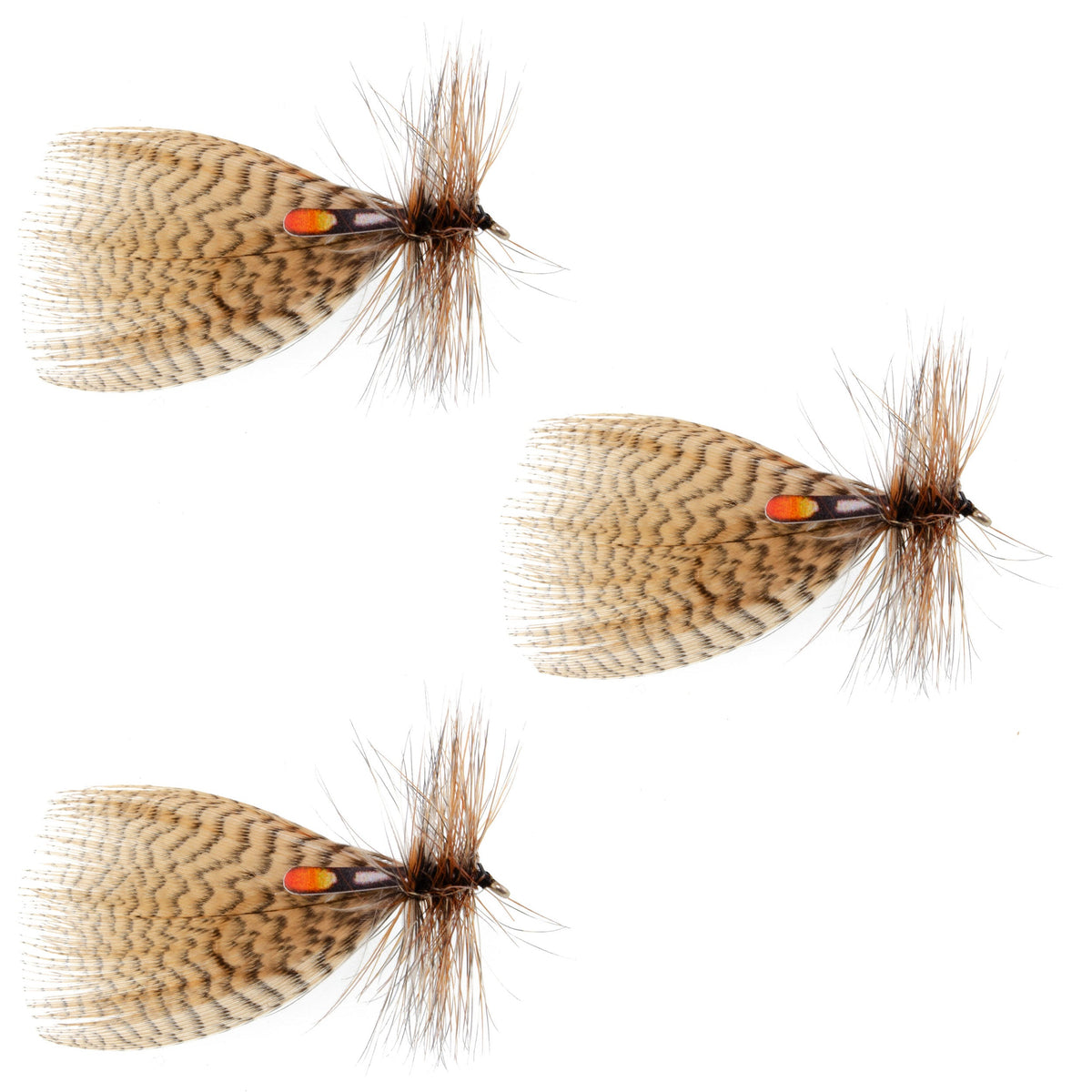 Set of 3 Hornberg Special Trout Wet Flies in size 8, natural dry fly hooks, for fly fishing by The Fly Fishing Place.