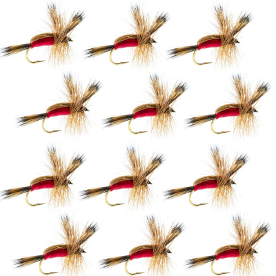 Red Humpy Classic Trout Dry Fly with hook size 10, set of 12 flies for fly fishing by The Fly Fishing Place