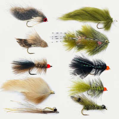Postfly Fly Pack with 10 freshwater streamer flies from the Fly Rod Chronicles assortment, suitable for freshwater fishing.