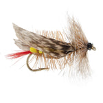Joe's Hopper yellow foam grasshopper dry fly, size 10, designed for trout fishing, with realistic foam body and hook.