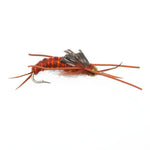 Three Kaufmann's brown stonefly wet flies with gold beads and rubber legs for trout fishing, hook size 6.