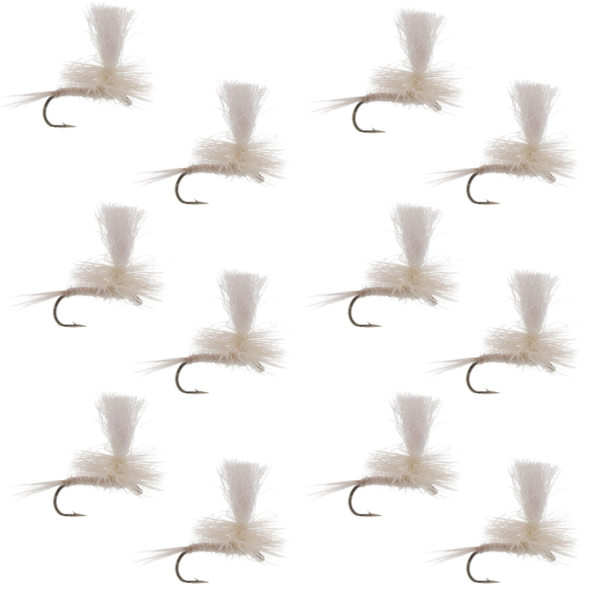 Set of 12 Light Cahill Parachute Dry Flies for trout fishing, size 14, by The Fly Fishing Place.
