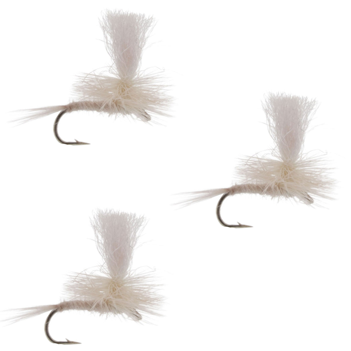 Set of three Light Cahill Parachute Dry Flies for trout fishing, size 14, by The Fly Fishing Place.